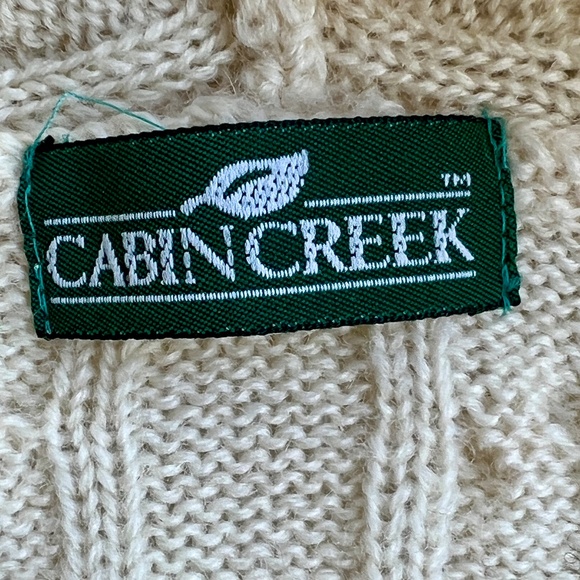 Cabin Creek Sweater Cable Knit Zip Up Cardigan Size M Hood Soft Beige Wool - Picture 4 of 4